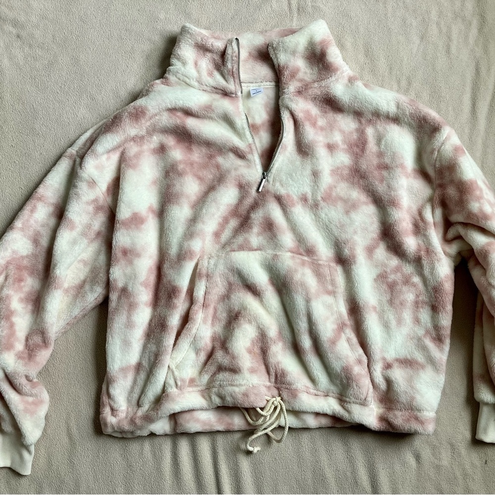 Cozy Faux-Fur Half-Zip Cinch-Hem Sweatshirt